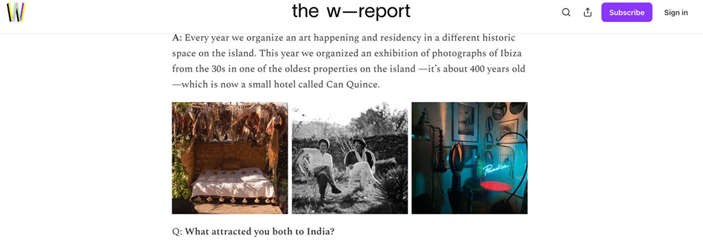 Feature in The W Report about Diego and Alexeja Art & Design Studio